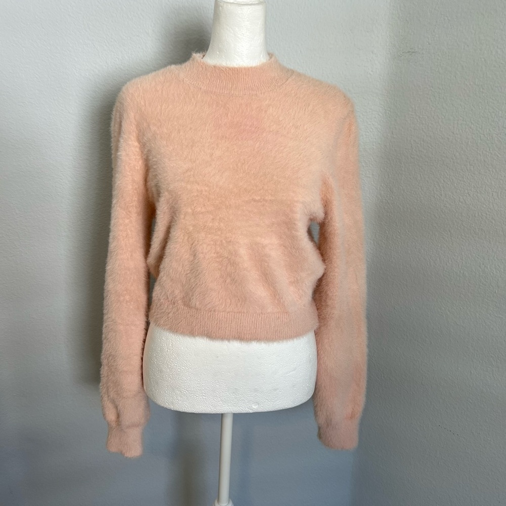 Le Lis Crop Pink Mohair Sweater